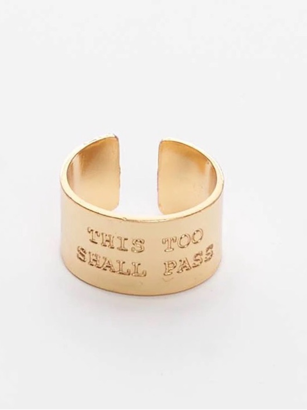 Gold Adjustable “This Too Shall Pass" Ring